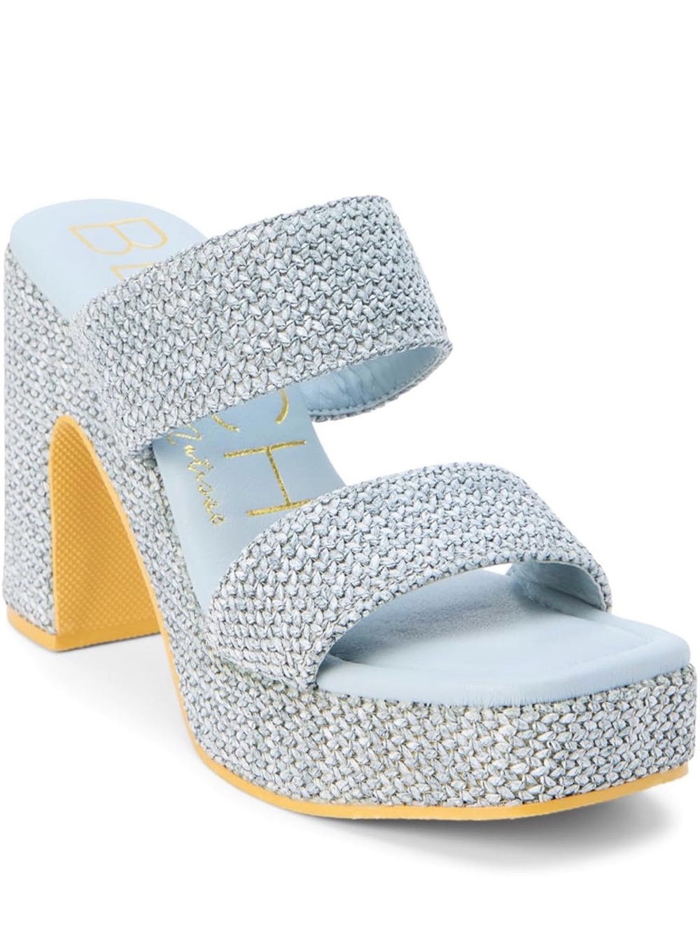 Sky Blue Woven Double-Strap Platform Sandal